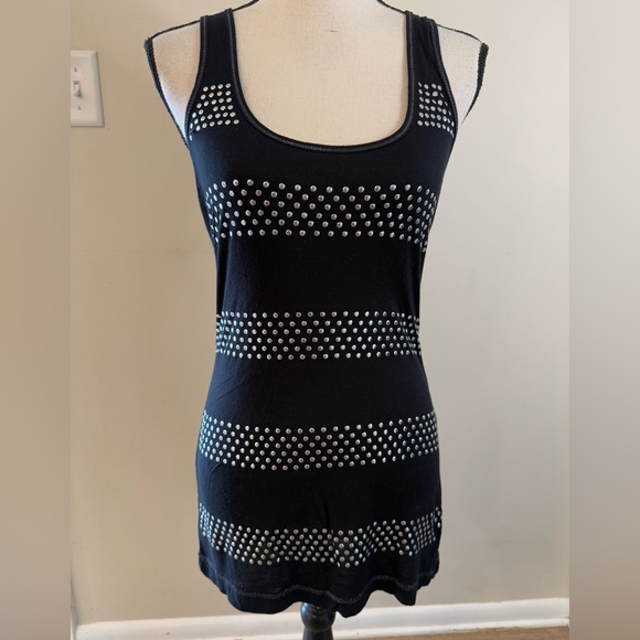 Velvet Heart black silver beaded black mini tank dress SZ SM - Picture 3 of 8